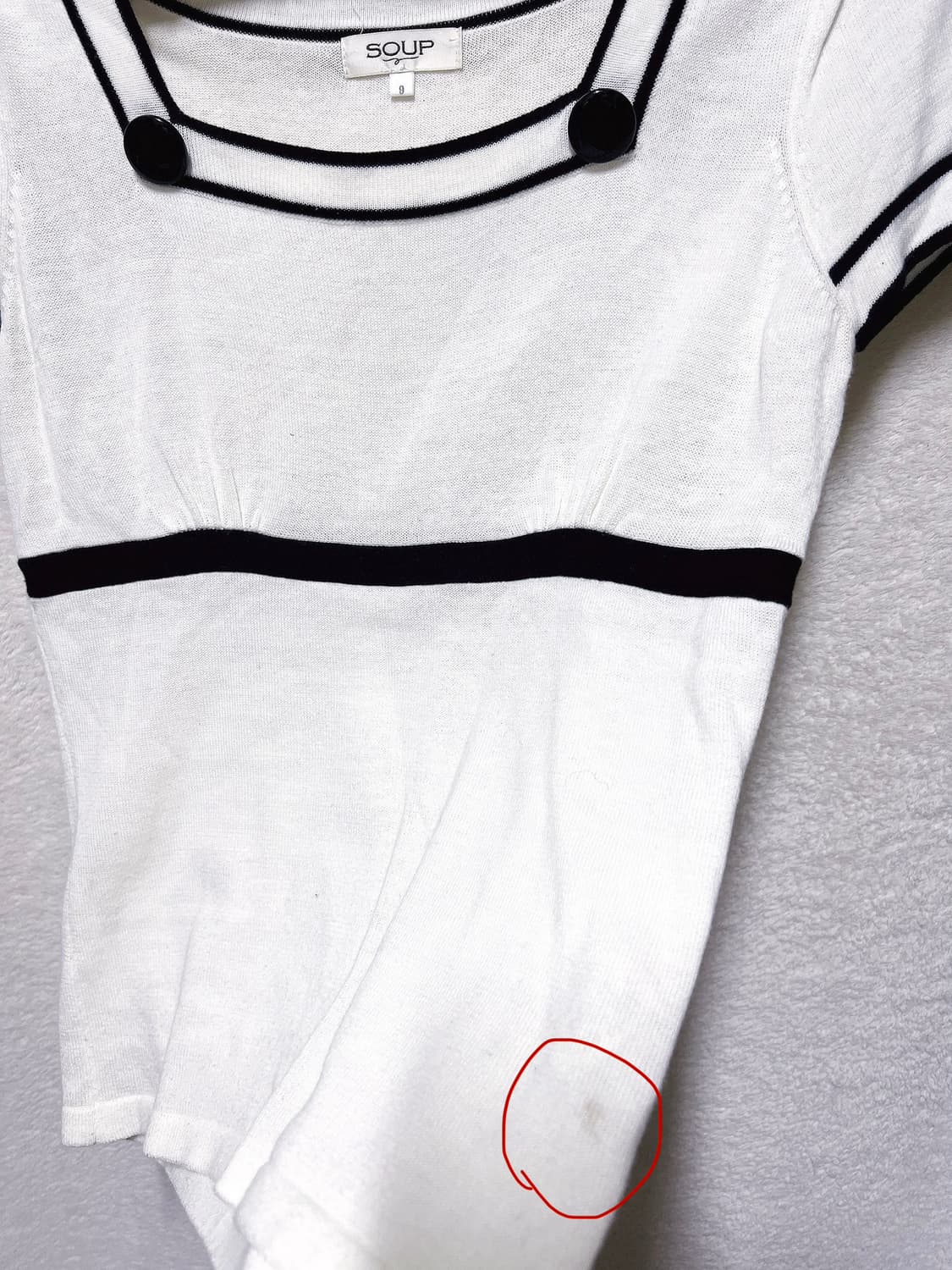 화이트 스퀘어넥 반팔니트 로걀탑 로맨틱갸루 달천 시로 페미닌 핀터 일브 상품이미지10