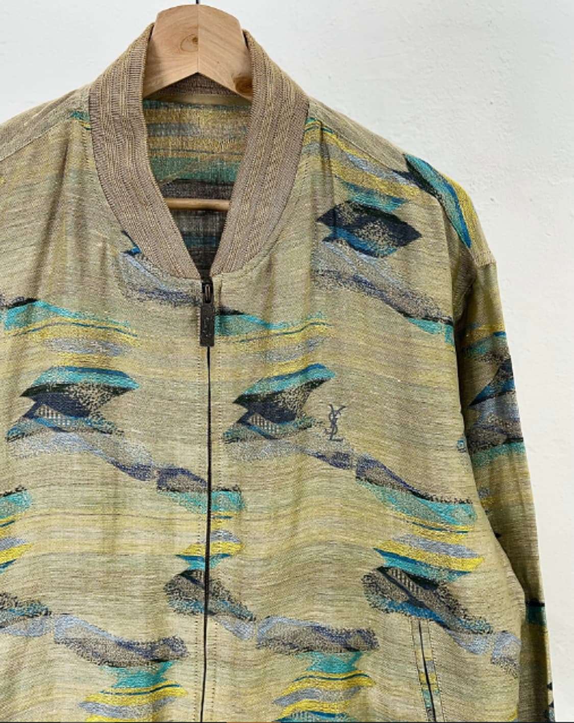 80s 이브 생로랑 풀오버 트라우트 리넨 블루종 자켓 상품이미지3