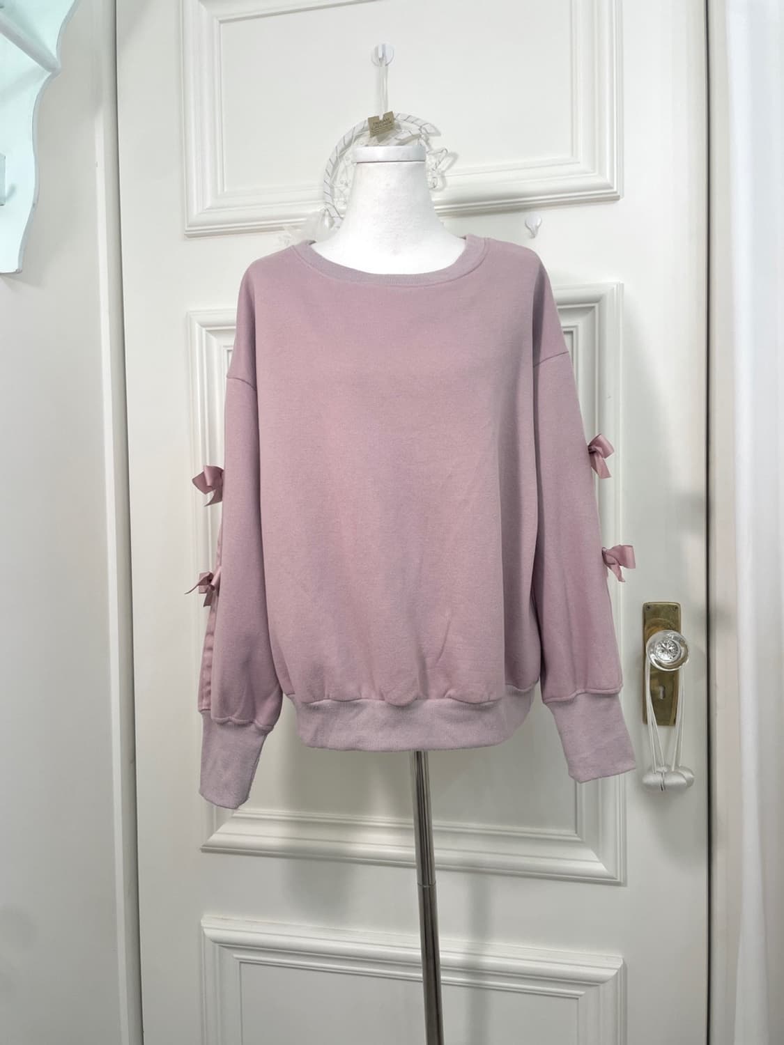 indipink side bow fleeced sweatshirts 상품이미지1