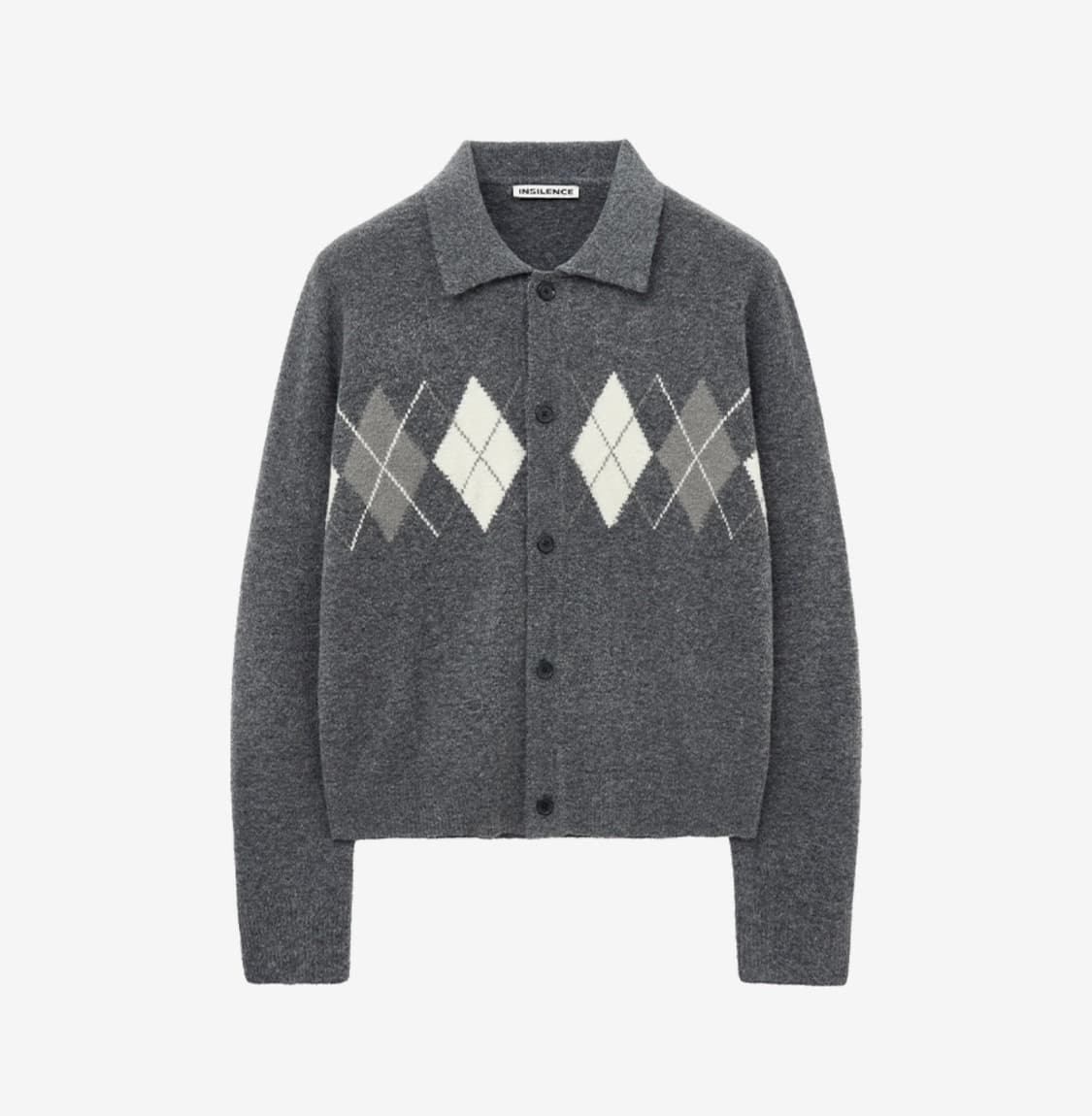 인사일런스 아가일 칼라 카디건 GREY L사이즈 상품이미지1