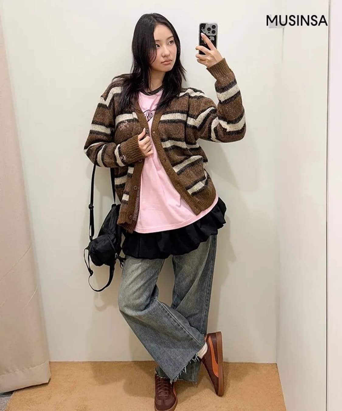 [RRxNAON] 론론 헤어리 스트라이프 가디건 상품이미지4