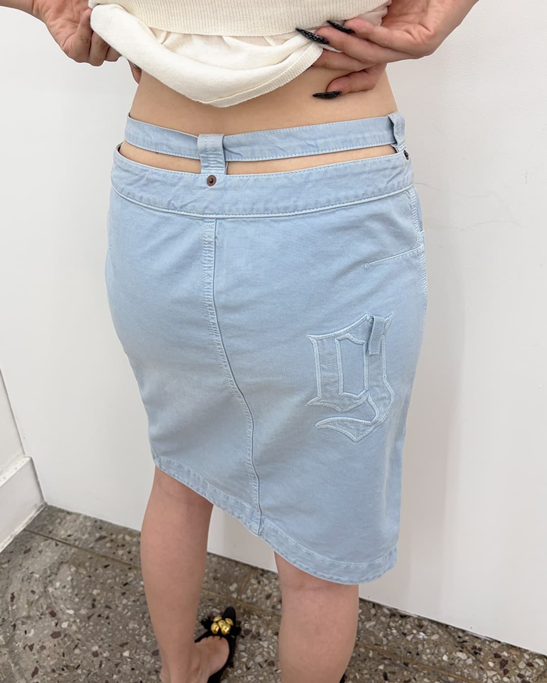페이크 런던 베이비 블루 지퍼 스커트 상품이미지5