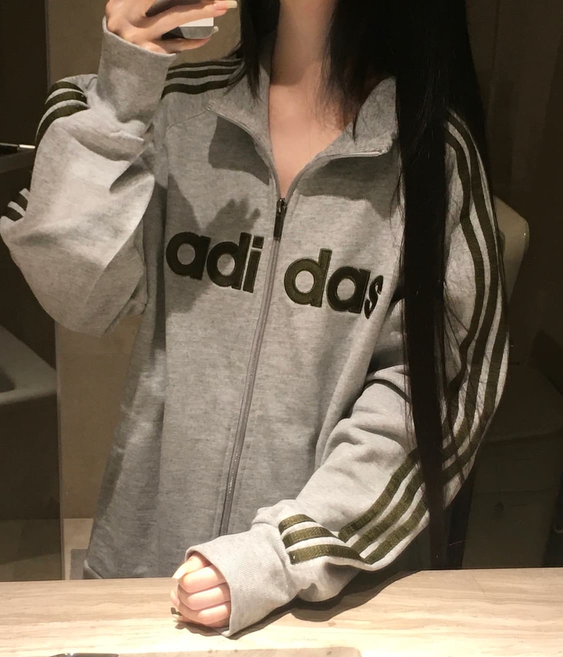 아디다스 말차 그레이 카키 져지 집업 스포티 상품이미지2