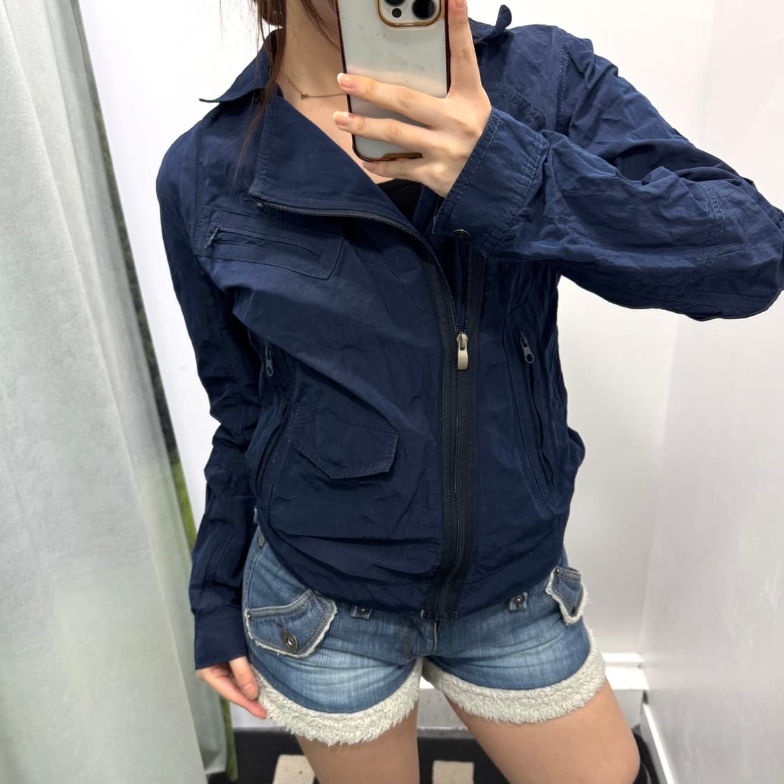 아르마니 진스 블루 나일론 바람막이 자켓 상품이미지1