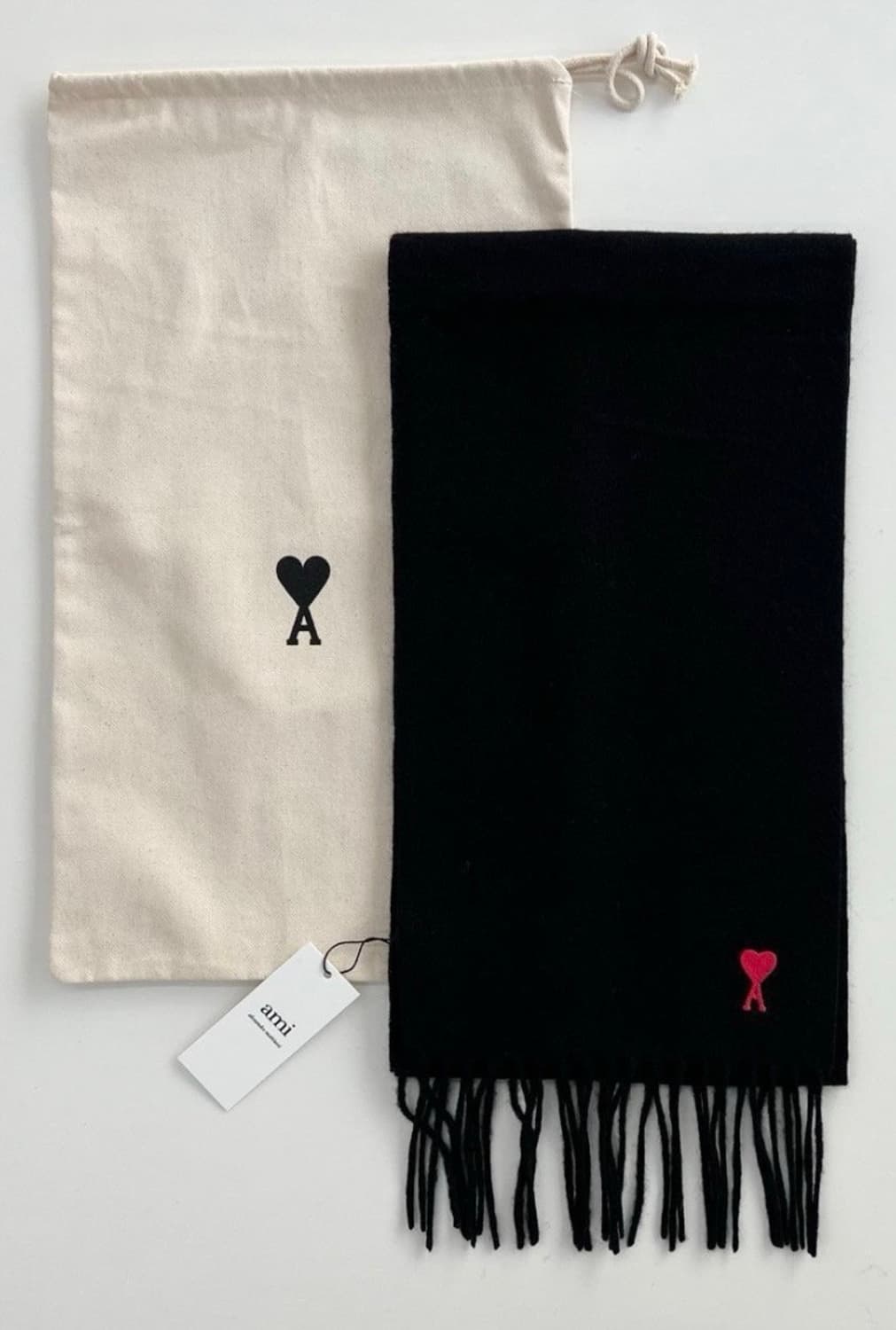 아미 스몰하트 울100%머플러 새상품 파우치포함 남여공용 상품이미지4