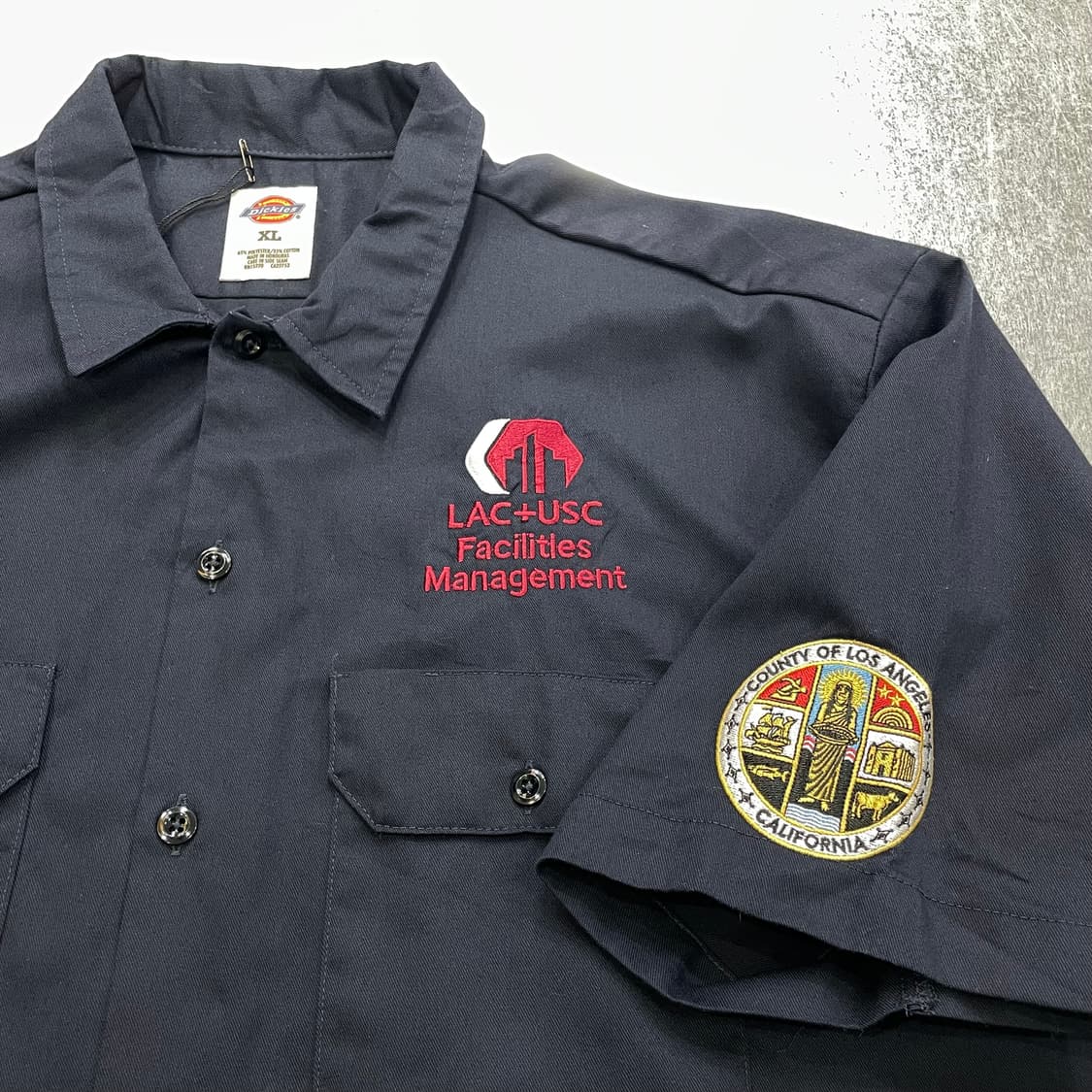 (XL) Dickies 디키즈 반팔 워크 셔츠 패치 네이비 상품이미지6