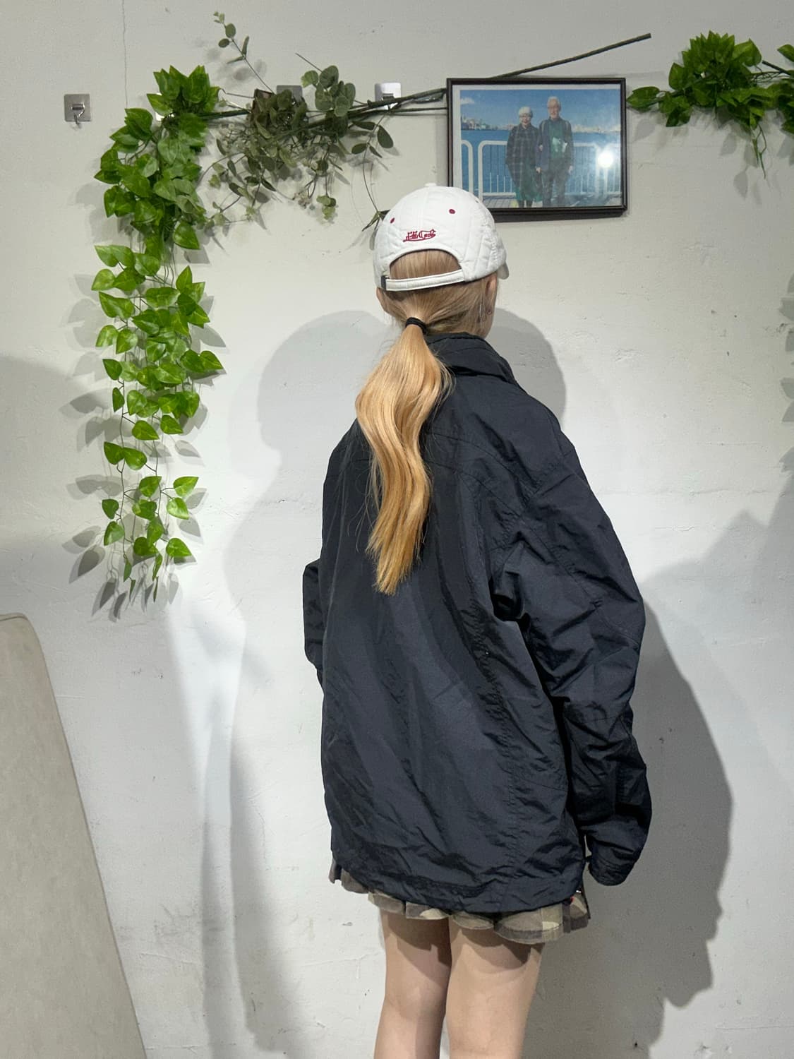나이키 블랙 하이넥 올드스쿨 오버핏 바람막이 자켓 S 상품이미지3