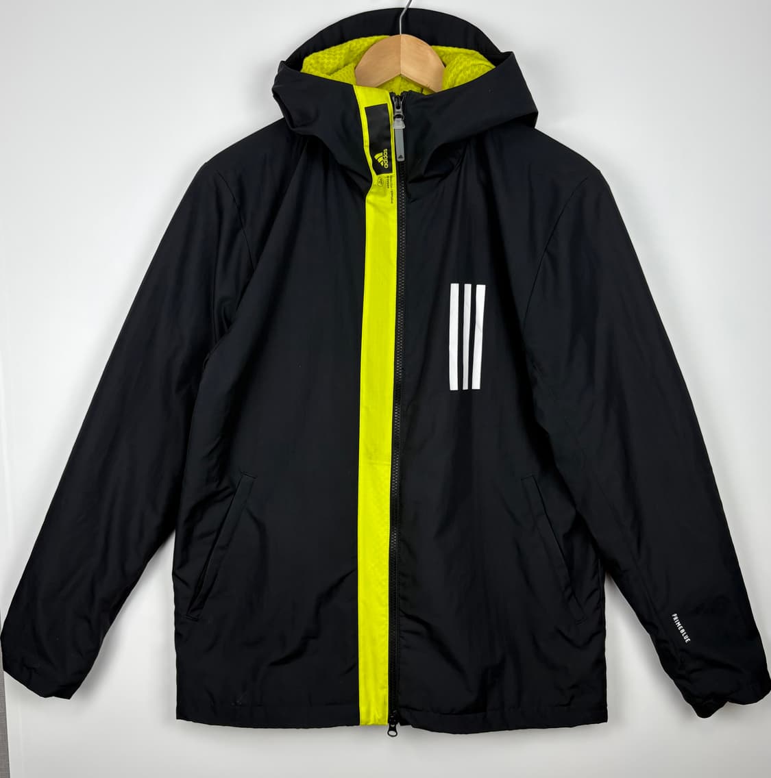 아디다스 블랙 라임 플리스 기모 바람막이 2WAY 집업 점퍼 상품이미지1
