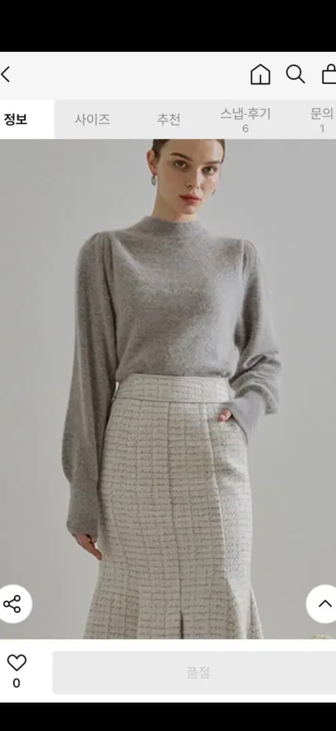 에트몽 퍼프 슬리브 니트 라쿤털니트 그레이니트 상품이미지1