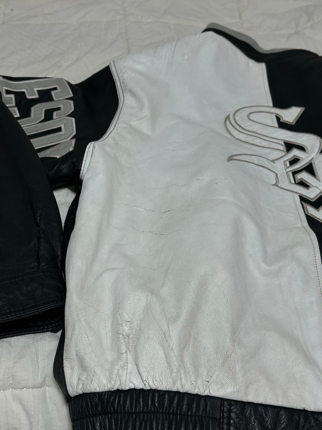 90s 스타터 시카고 화이트 삭스 메이저리그 가죽자켓 점퍼 라지 상품이미지10