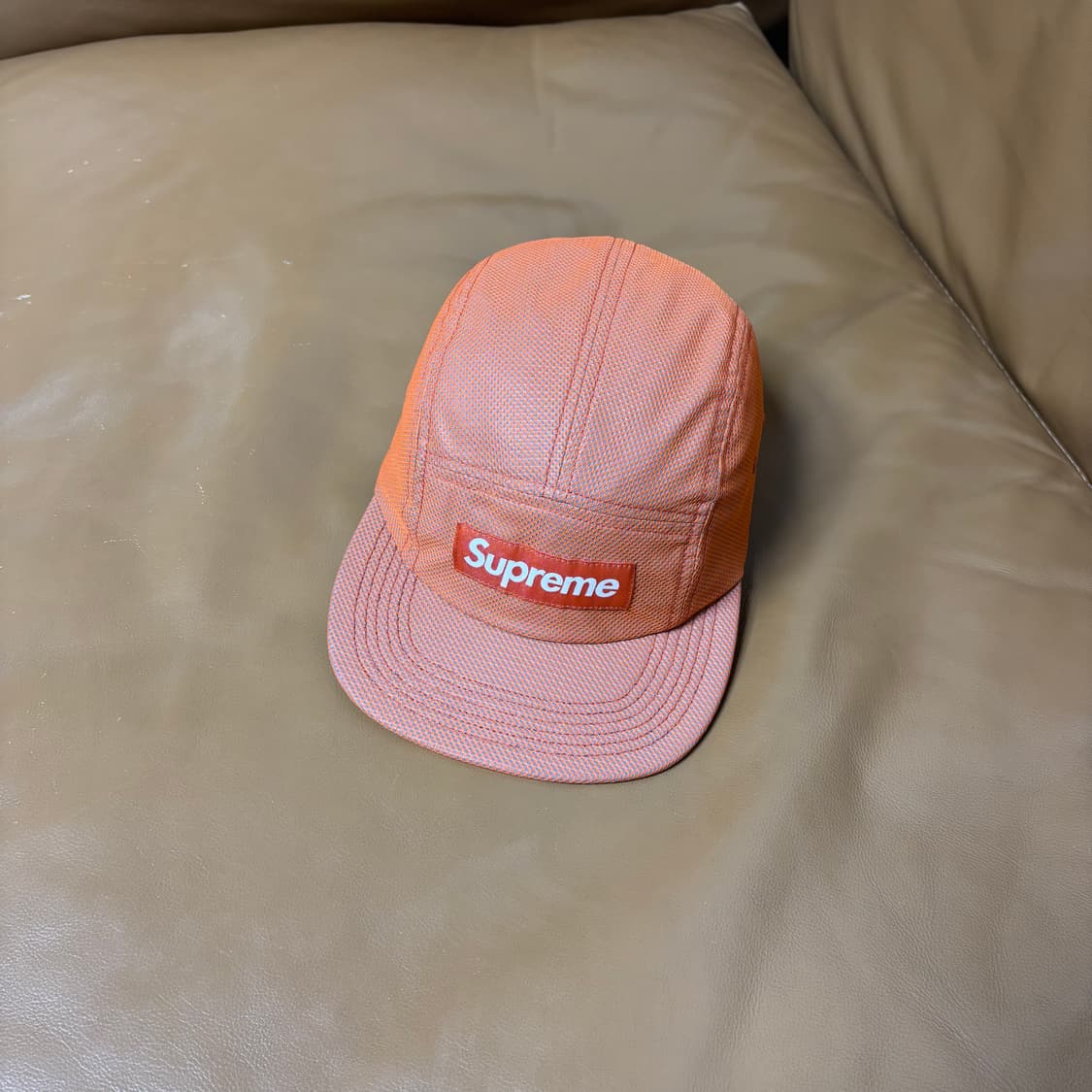슈프림 캠프캡 모자 박스로고 오렌지 상품이미지1