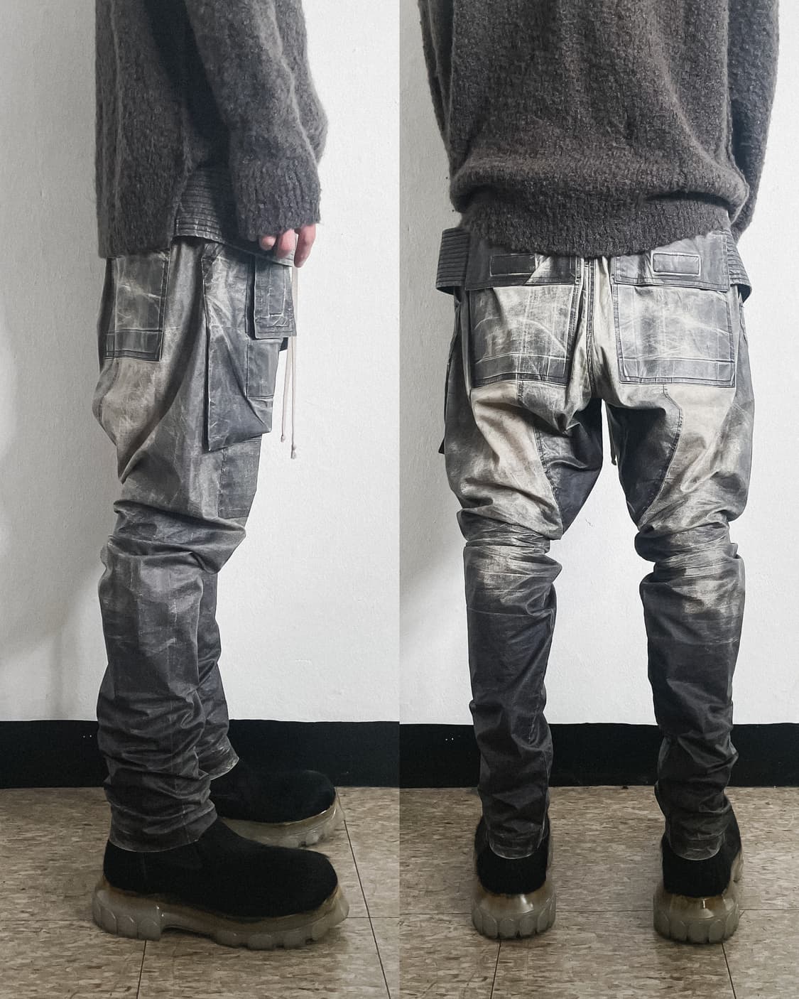 릭오웬스 왁스코팅 크리치 카고팬츠 상품이미지2