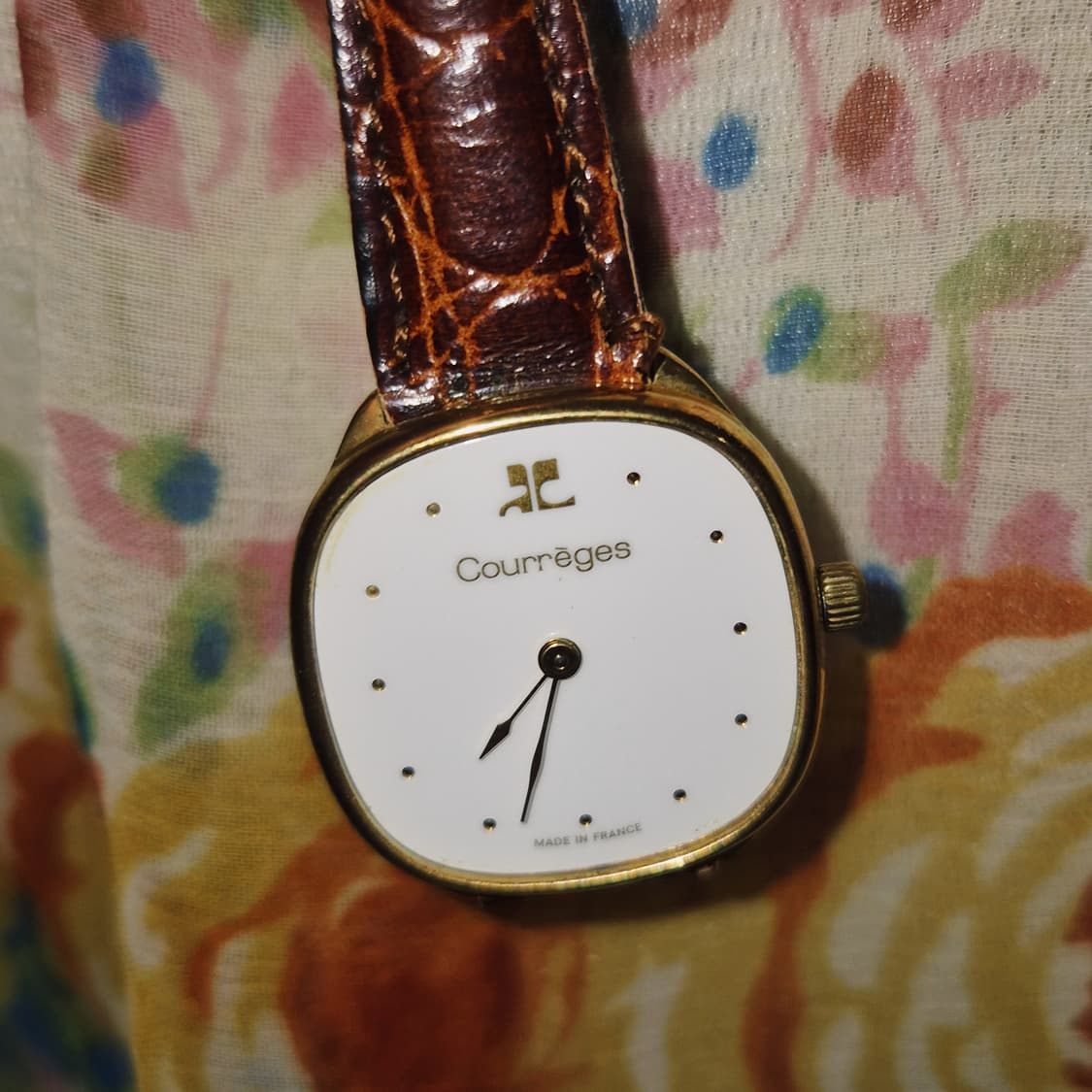 80s 프랑스 꾸레쥬 모던 스크린 레더 손목시계 상품이미지6