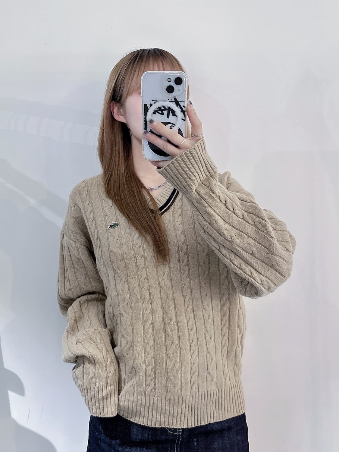 라코스테 브이넥 케이블 니트 상품이미지2