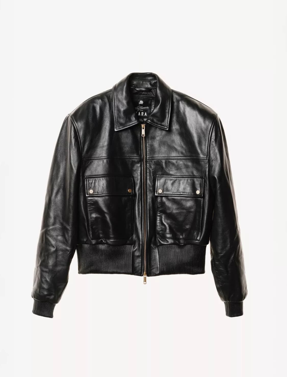 자라 x 윌리 차바리아 크롭 핏 나파 레더 자켓 블랙 상품이미지1