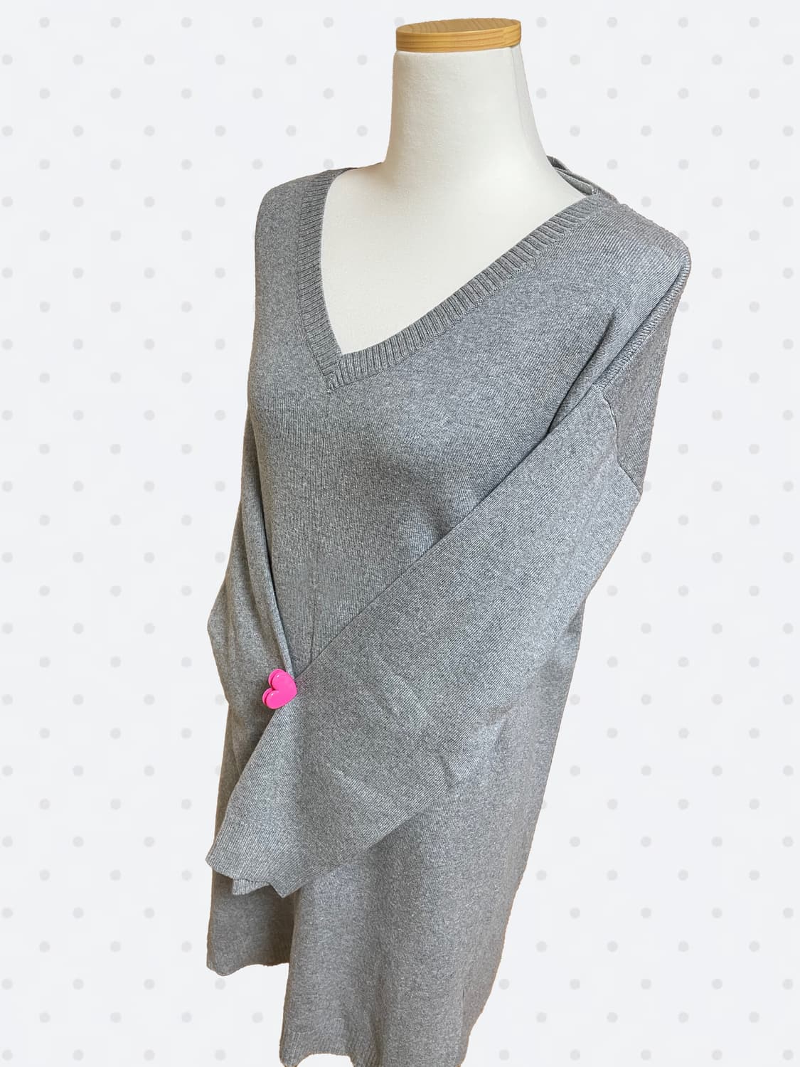 🩶일본 빈티지 백리본 브이넥 그레이 니트 원피스 상품이미지2