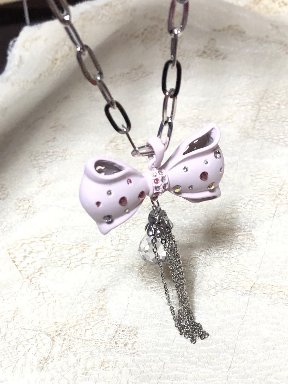 Pink Cubic Ribbon Chain Necklace 상품이미지6