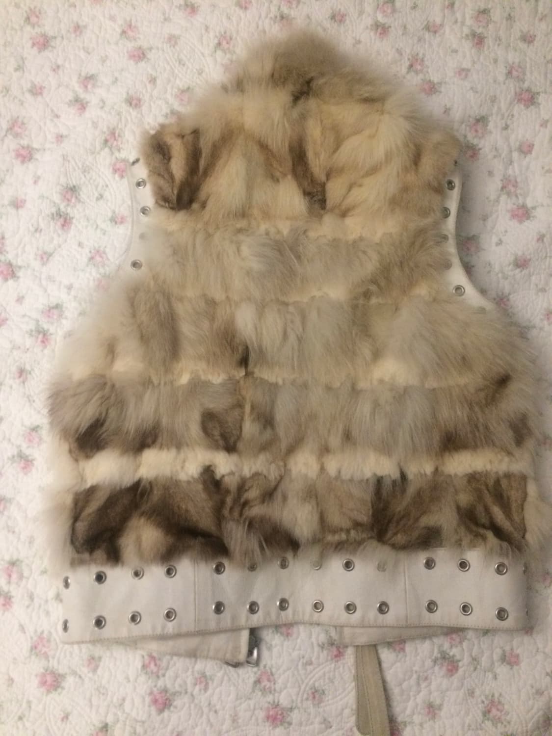 피조물 빈티지 래빗 퍼 베스트 가죽 토끼 퍼 상품이미지2