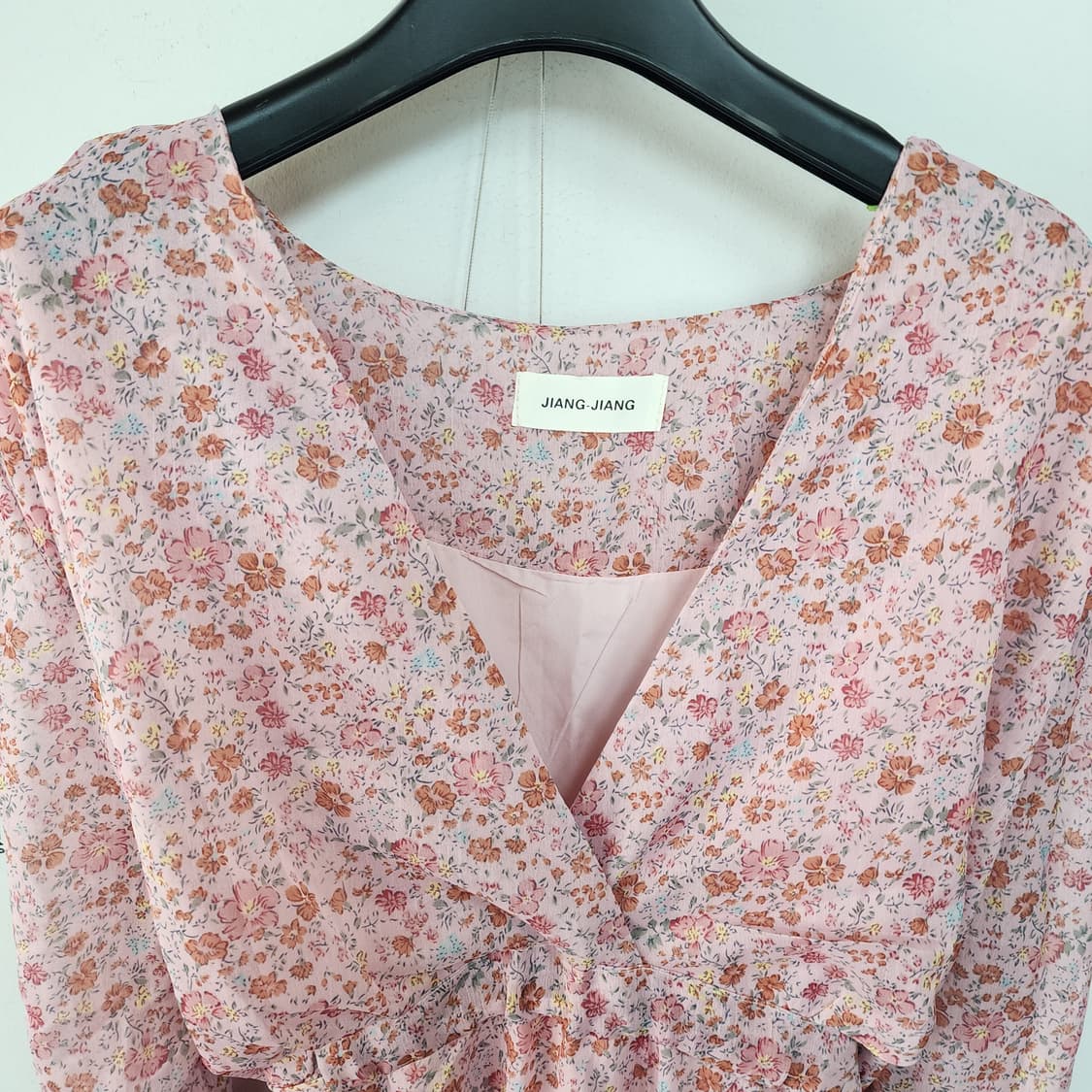 JIANG-JIANG 플라워 쉬폰 롱 원피스 핑크 상품이미지2