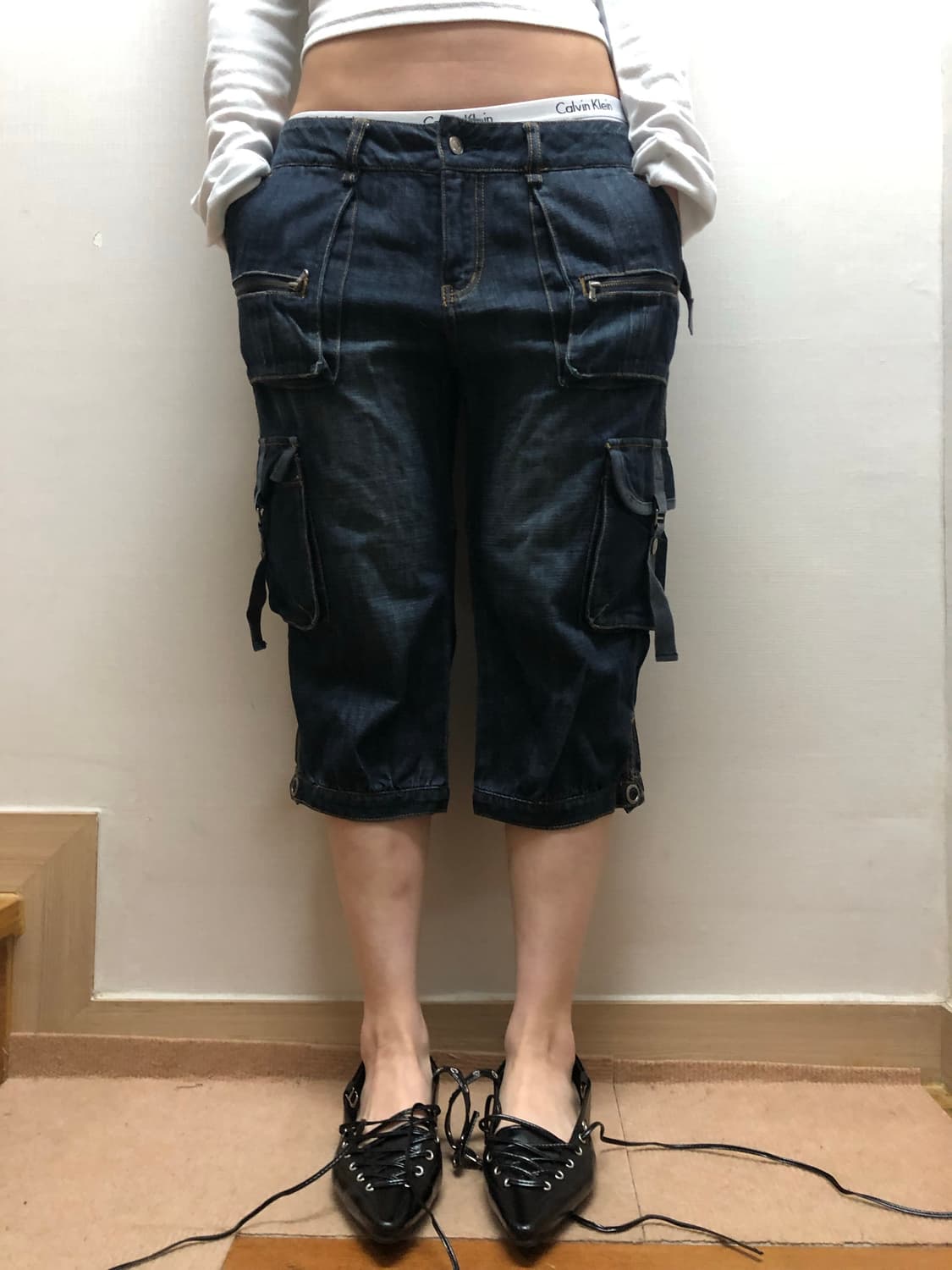 빈티지 데님 워싱 카고 팬츠 상품이미지2