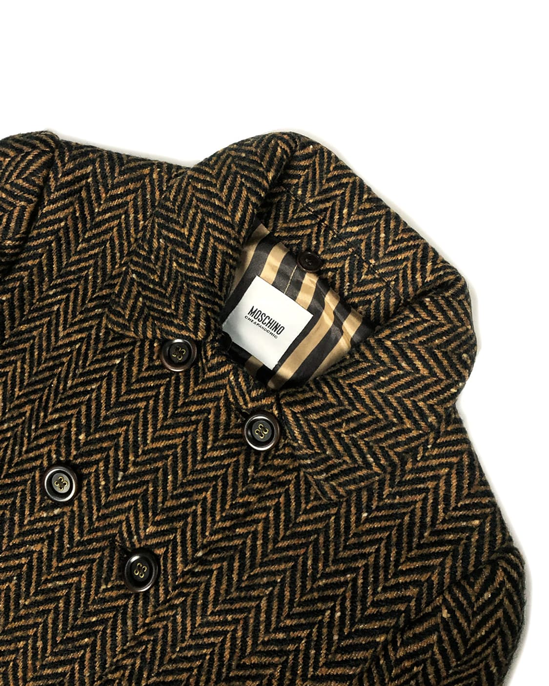 MOSCHINO 더블버튼 헤링본 반코트 (카라 탈부착 가능) 상품이미지8