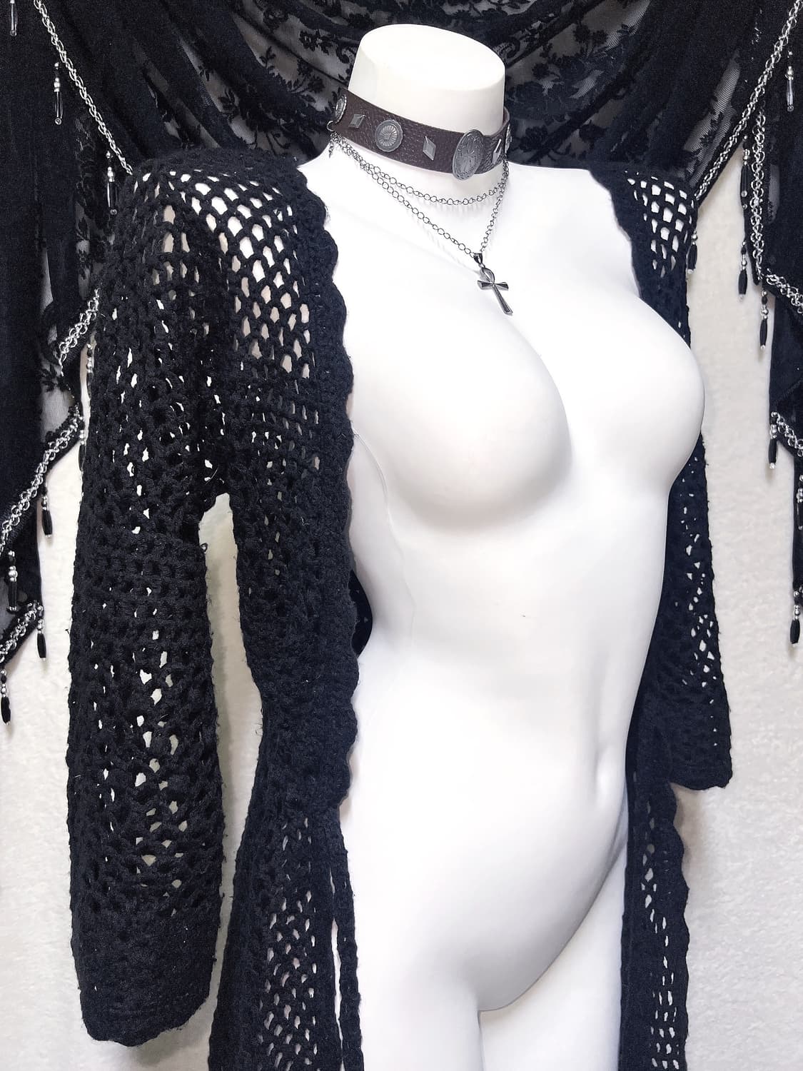 오리엔탈 다크페어리 뜨개니트 그물 로브 롱가디건 페어리그런지 빈티지 핀터 상품이미지8