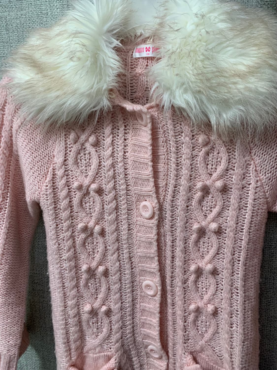 메조피아노 핑크 퍼 가디건 갸루 빈티지 일브 상품이미지3