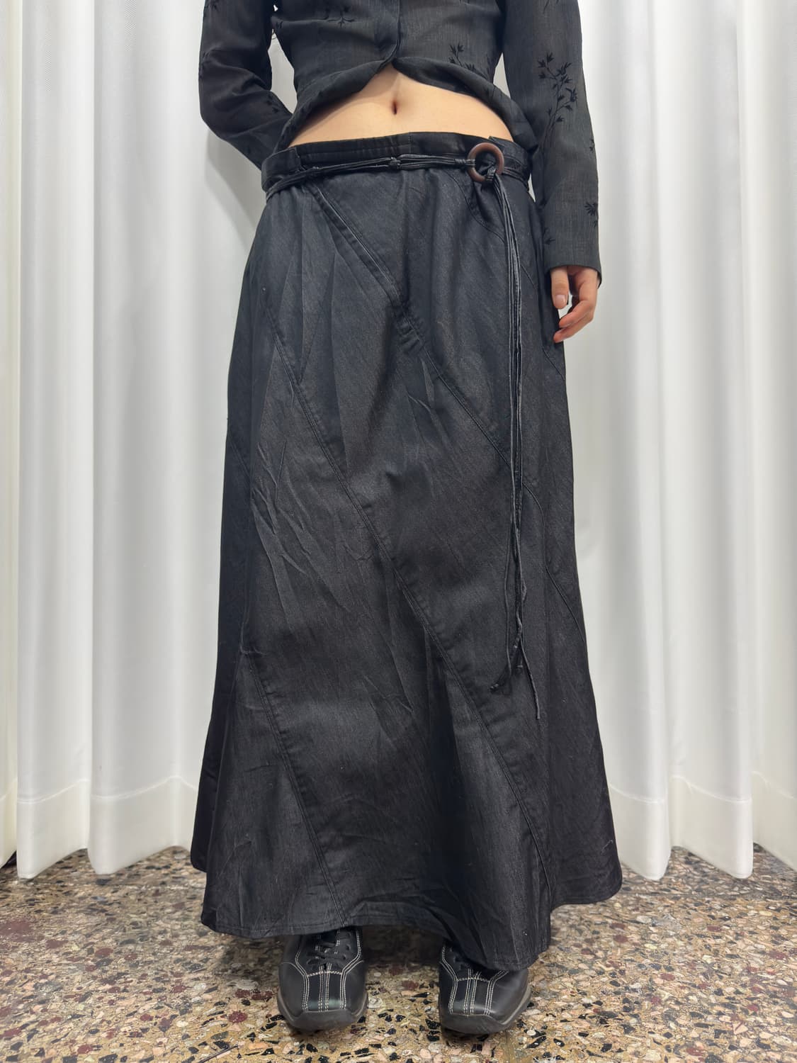 strap denim maxi skirt 상품이미지2