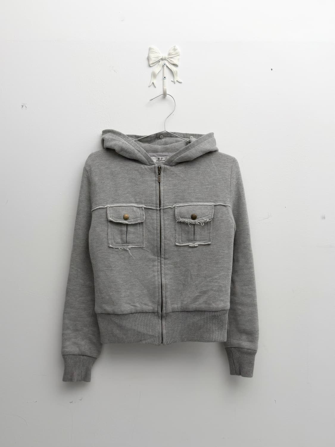 그레이 컷오프 포켓 디테일 후드 집업 상품이미지5