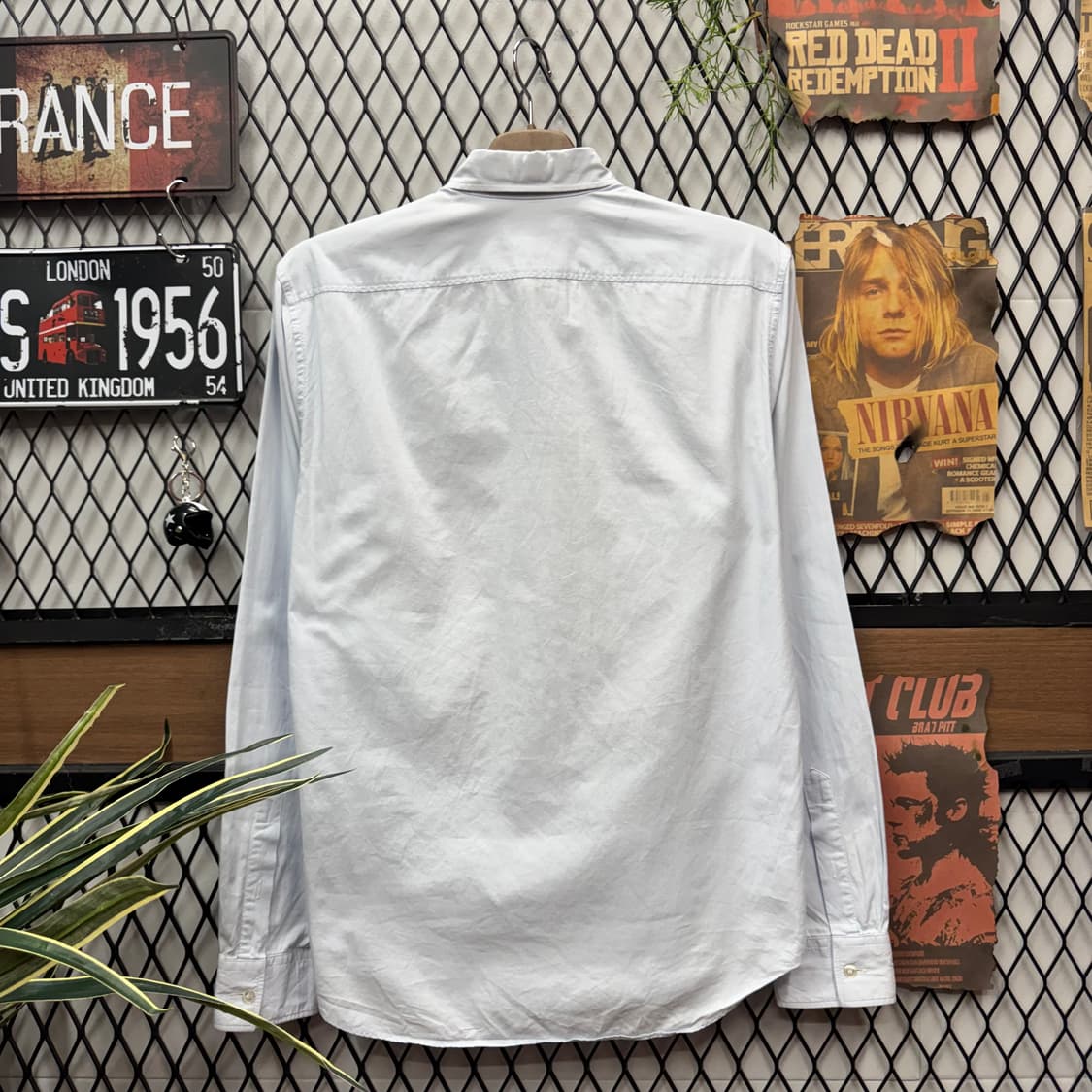 버버리 브릿 긴팔 셔츠 기사 로고 포인트 스카이블루 상품이미지2