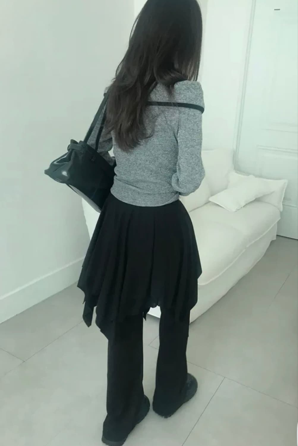 에이블리 유색 언발 레이어드 스커트 상품이미지1