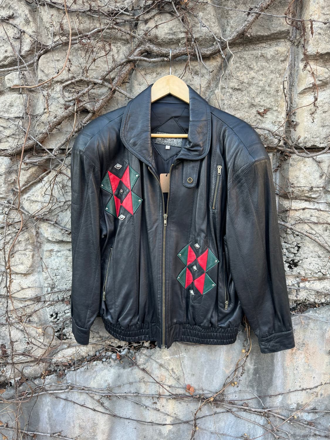 90s 국내생산 양가죽 나바호 패턴 가죽 레더 자켓 우먼 상품이미지1