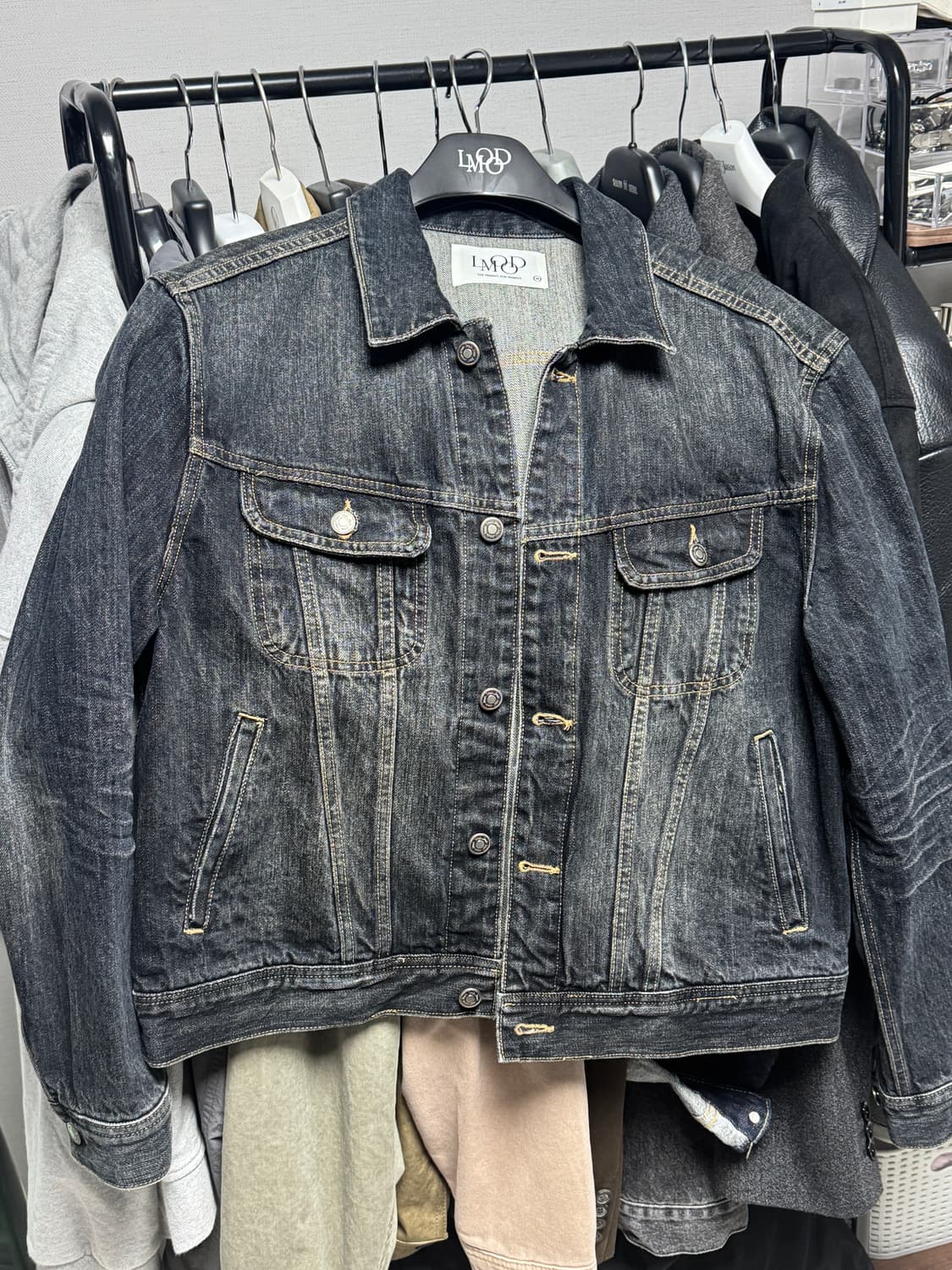 엘무드 데님 트러커 자켓 블루블랙 48 상품이미지2