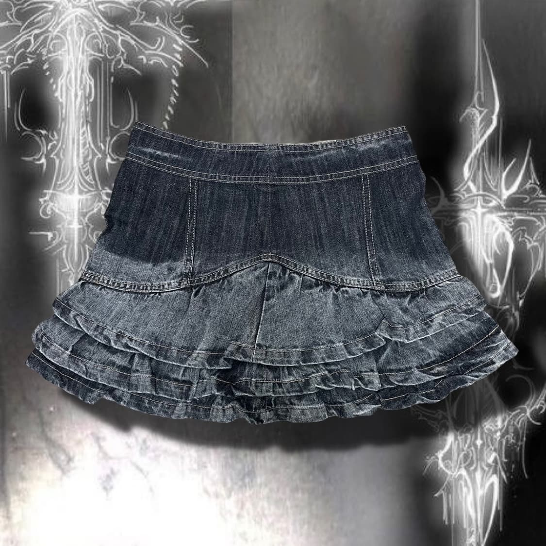 Black denim cancan skirt 상품이미지2