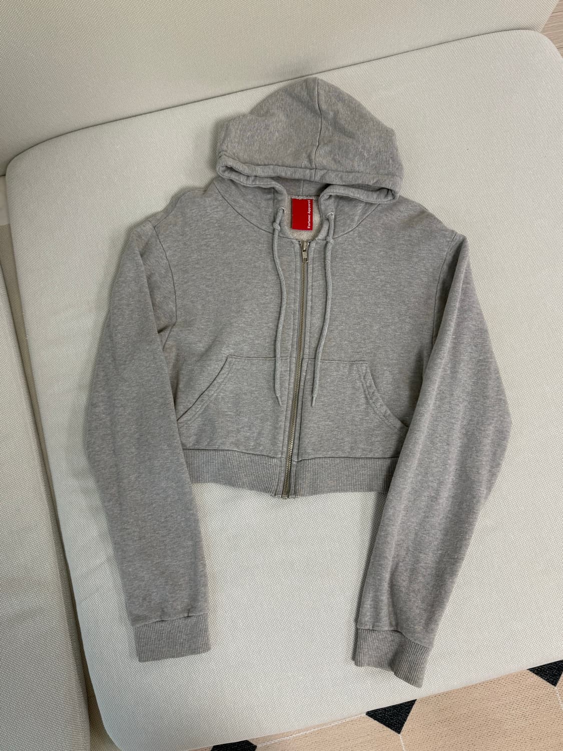 크롭 후드집업 회색(free) 상품이미지1