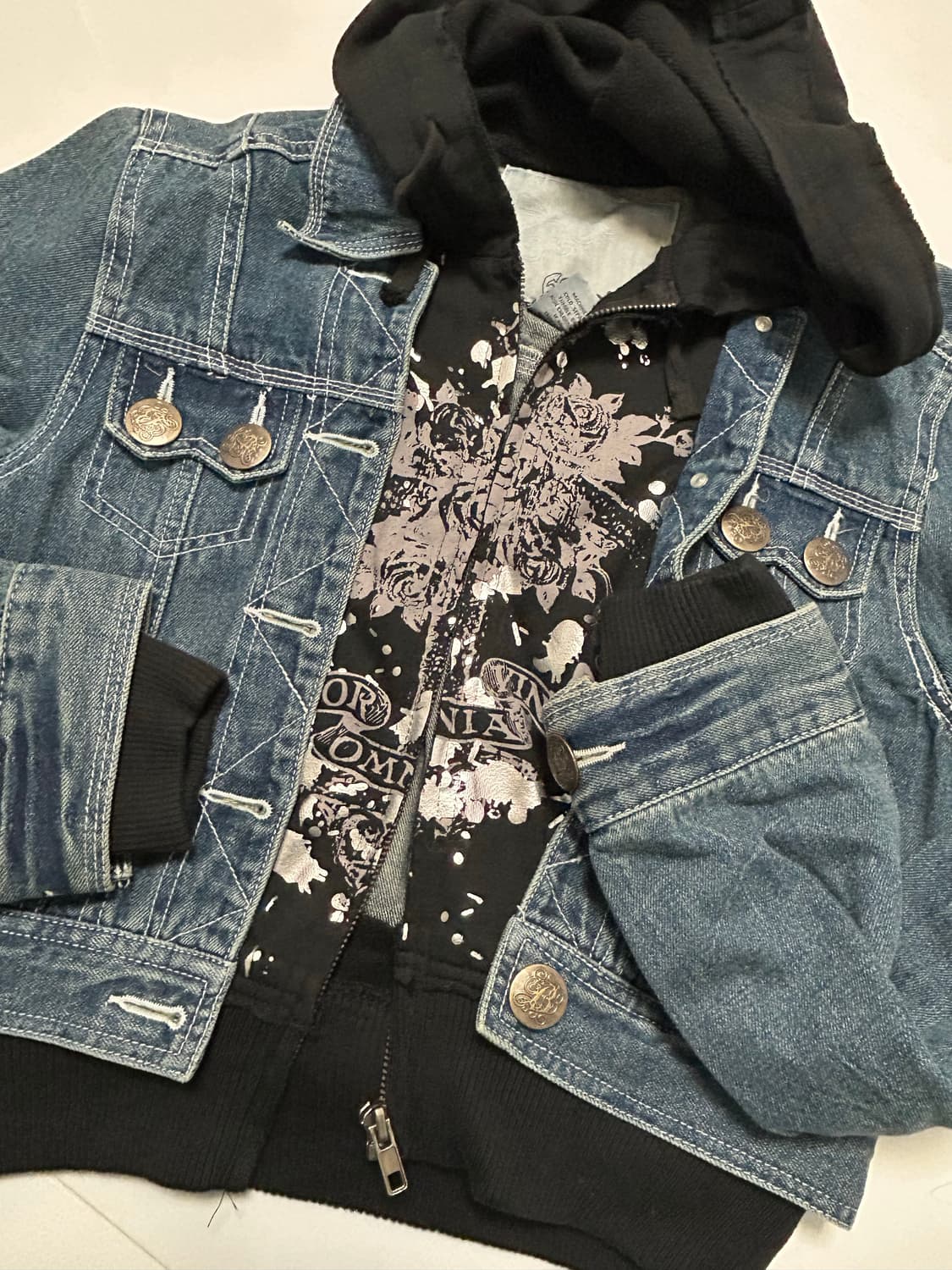 Vintage denim hoodie jacket 빈티지펑크 y2k갸루 상품이미지1