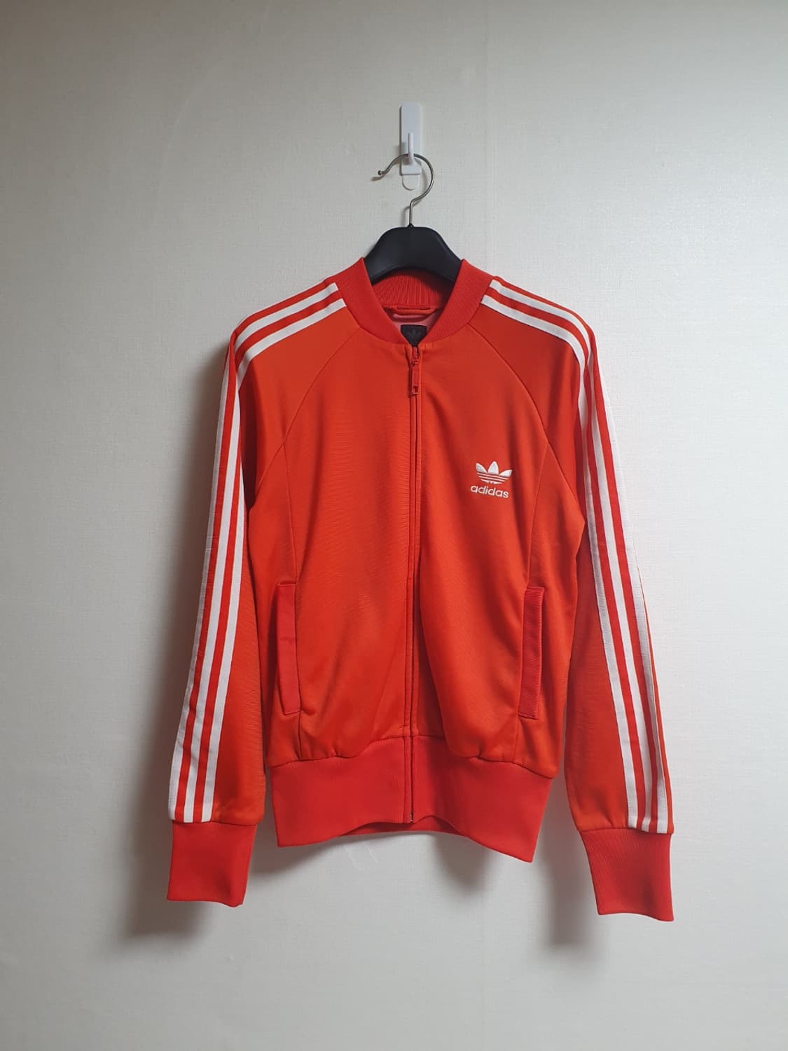 아디다스 트레포일 여성 져지 오렌지 화이트 자켓 S 상품이미지1