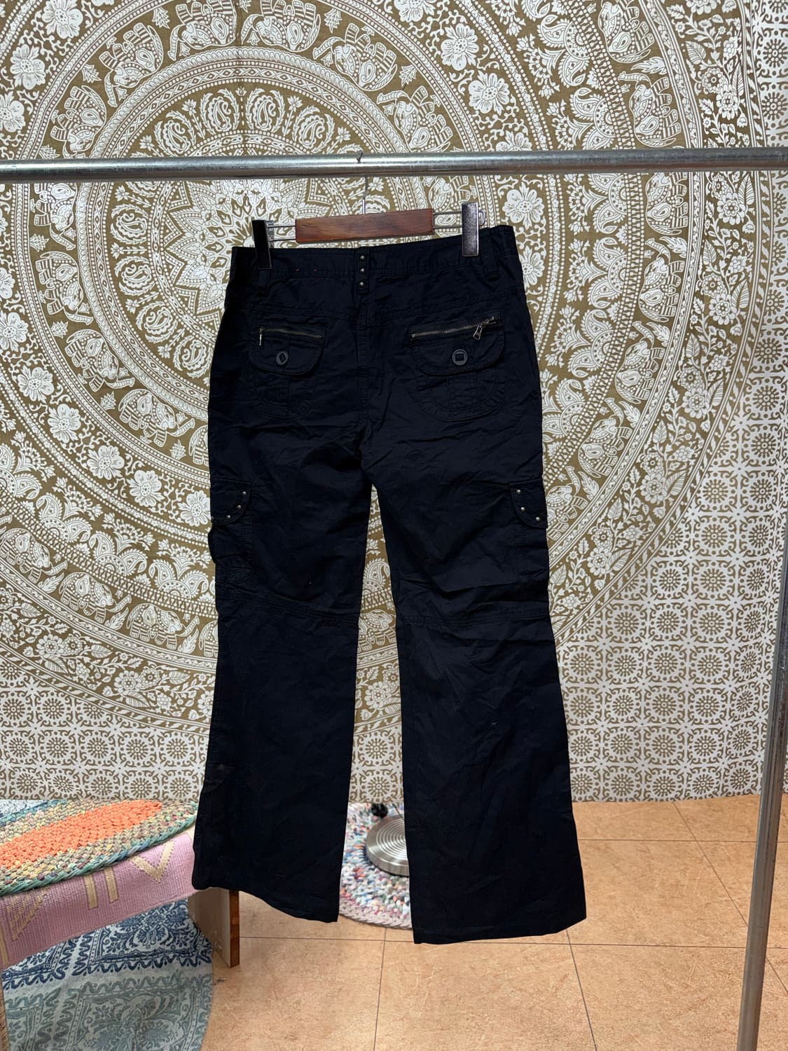 빈티지 여성 스터드 블랙 카고팬츠  상품이미지5