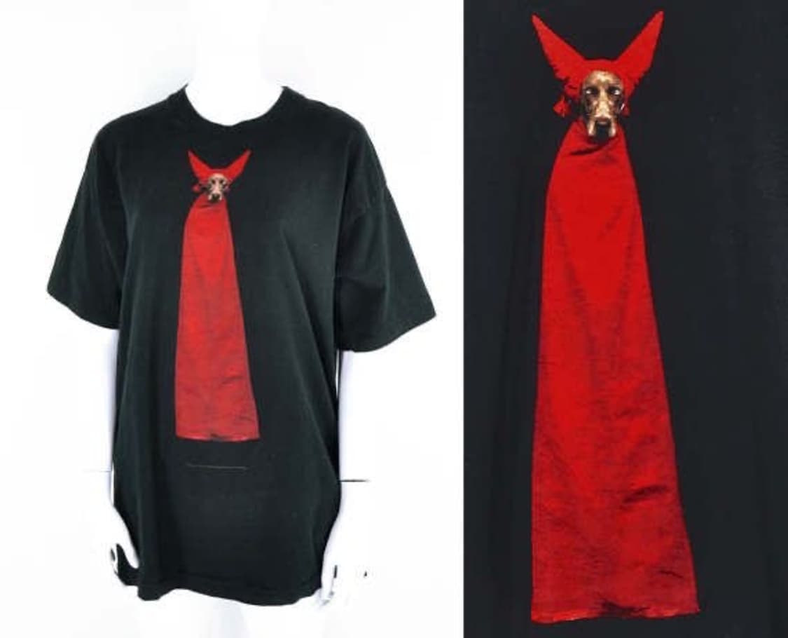90s William Wegman "Devil Dog" 아트 빈티지 티 상품이미지2