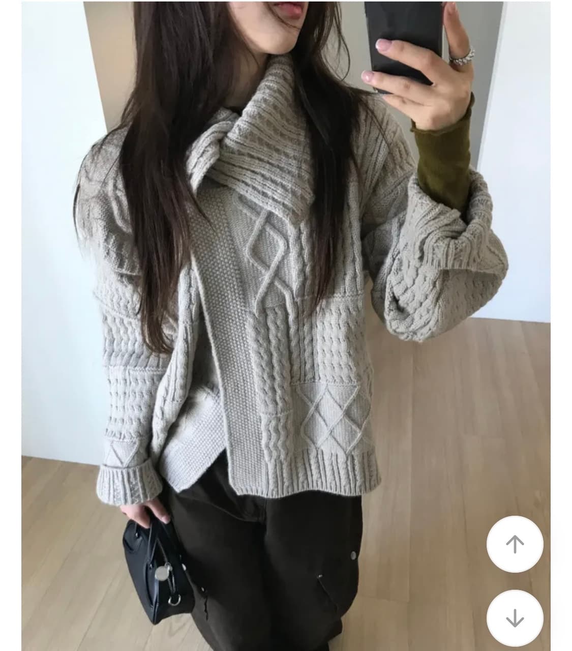 케이블 니트 가디건 베이지 상품이미지3