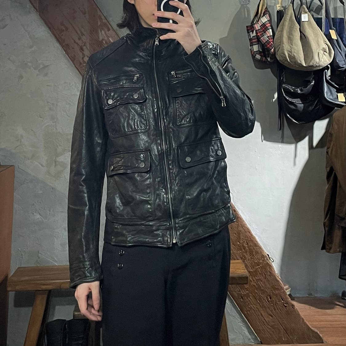 워시드 레더 자켓 상품이미지2