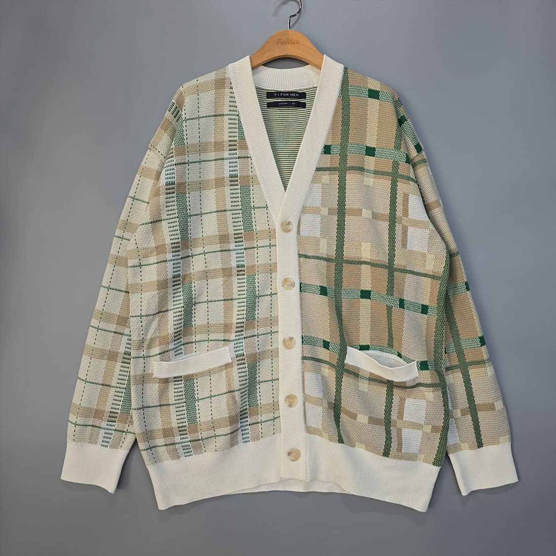 티아이포맨(T.I FOR MEN) 체크 니트 가디건 105 상품이미지1
