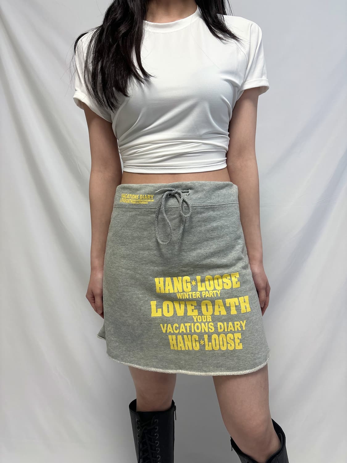 빈티지 그레이 밴딩 미니 스커트 상품이미지3