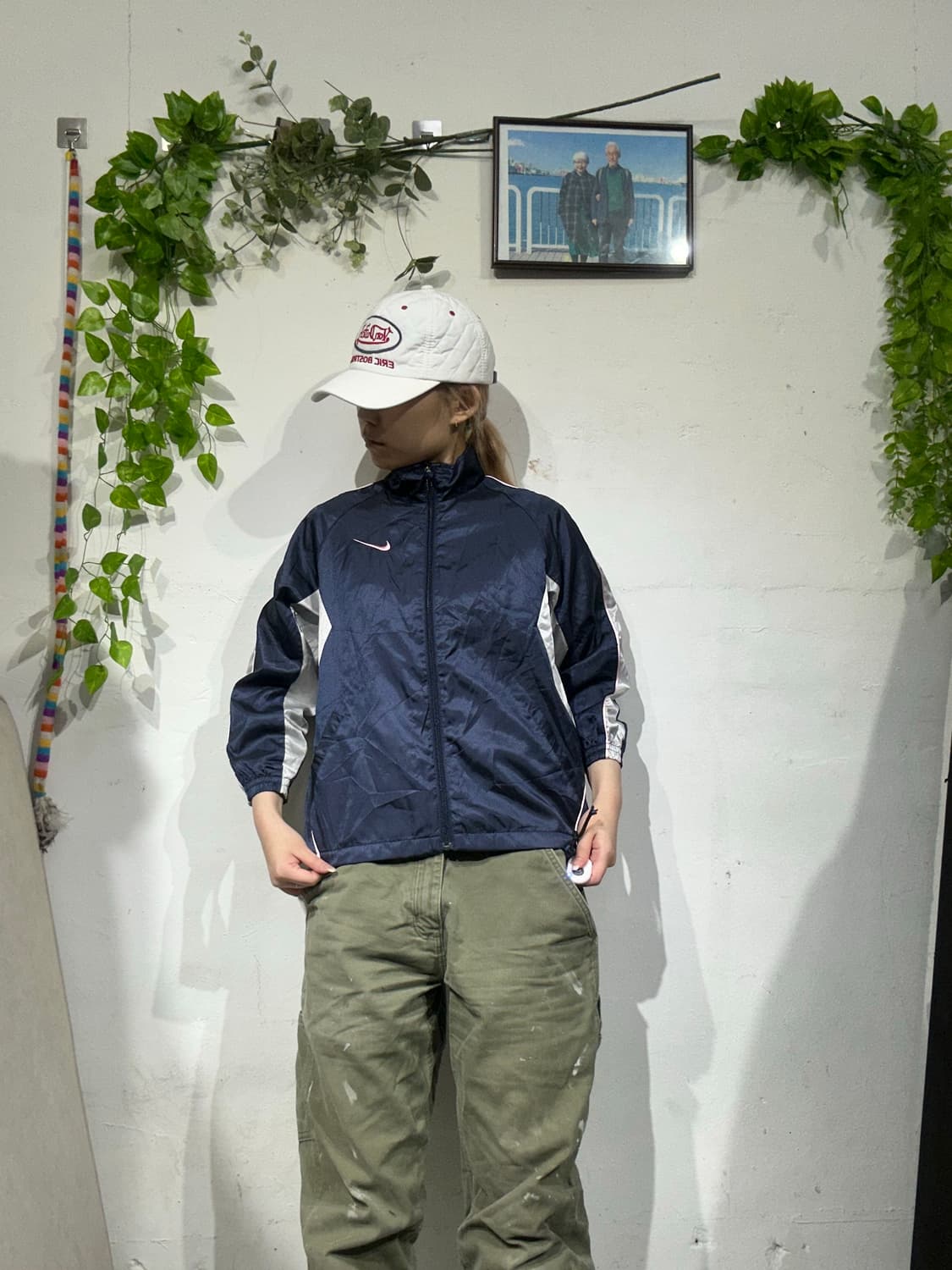 나이키 네이비 핑크 빅 로고 바람막이 자켓 XS 상품이미지2