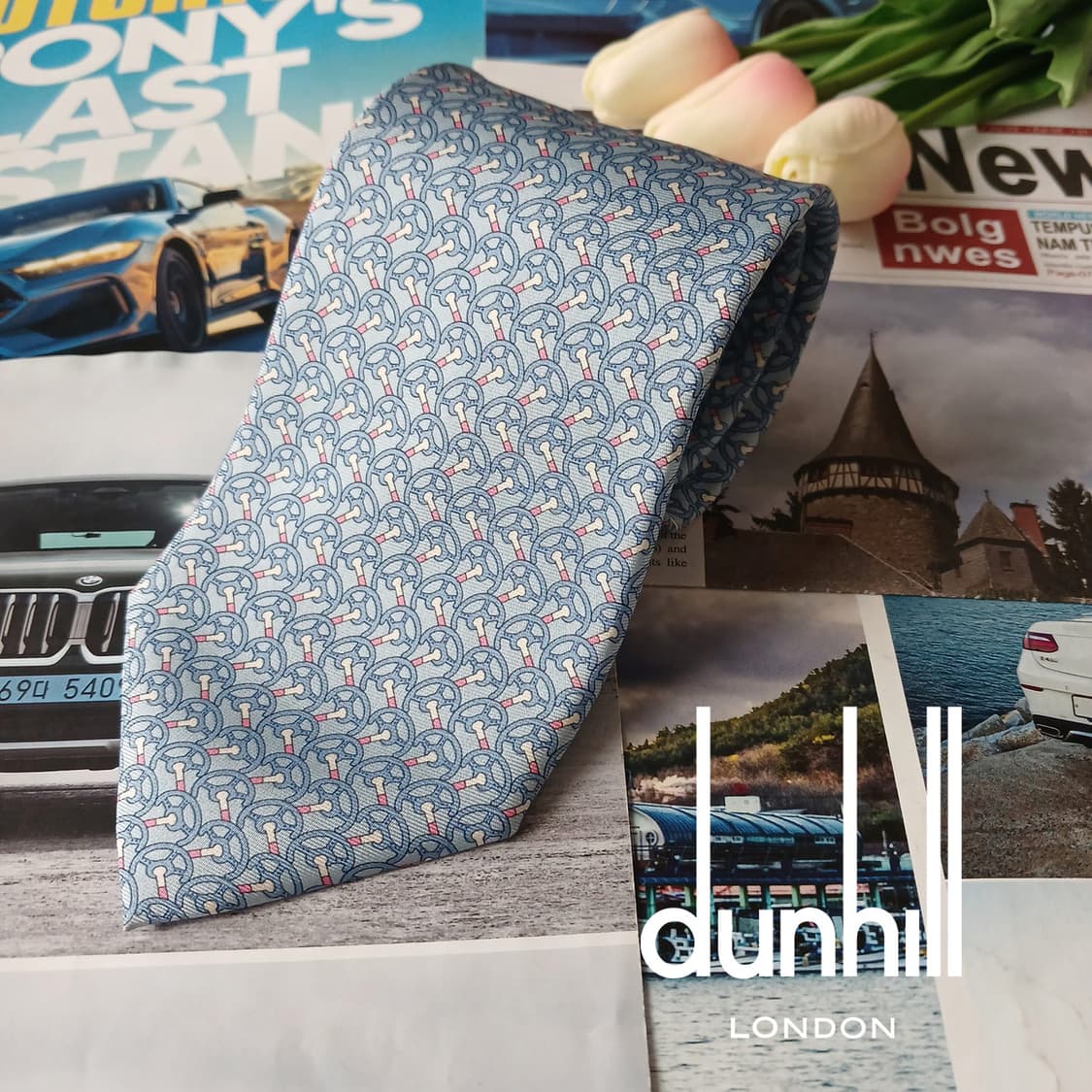 던힐 실크 스카이블루 스티어링 넥타이 9.3cm A+등급 A18914
 상품이미지1