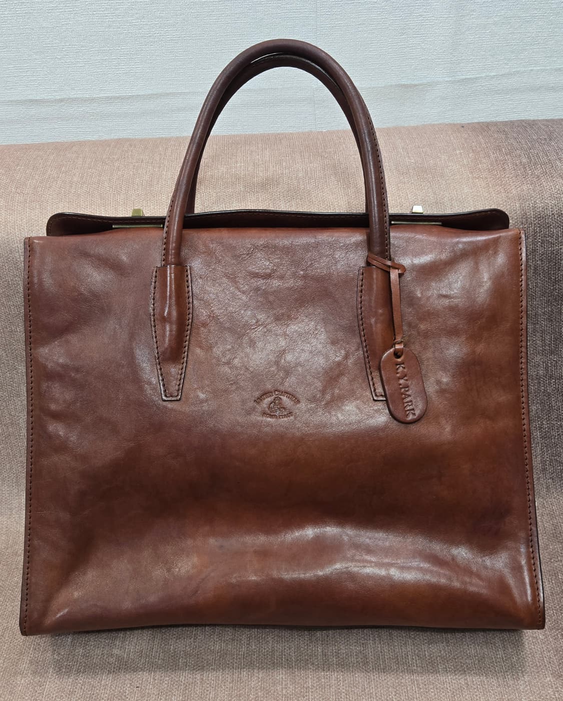 K.Y.MARK 브라운 가죽 토트백 이탈리아레더 상품이미지1