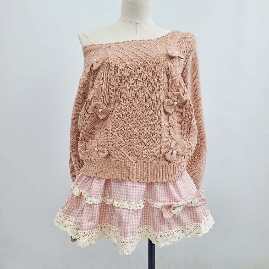 딸기 체크 스커트 라떼갸루 히메갸루 히메카지 러블리 갸루 스카판 큐롯 상품이미지4