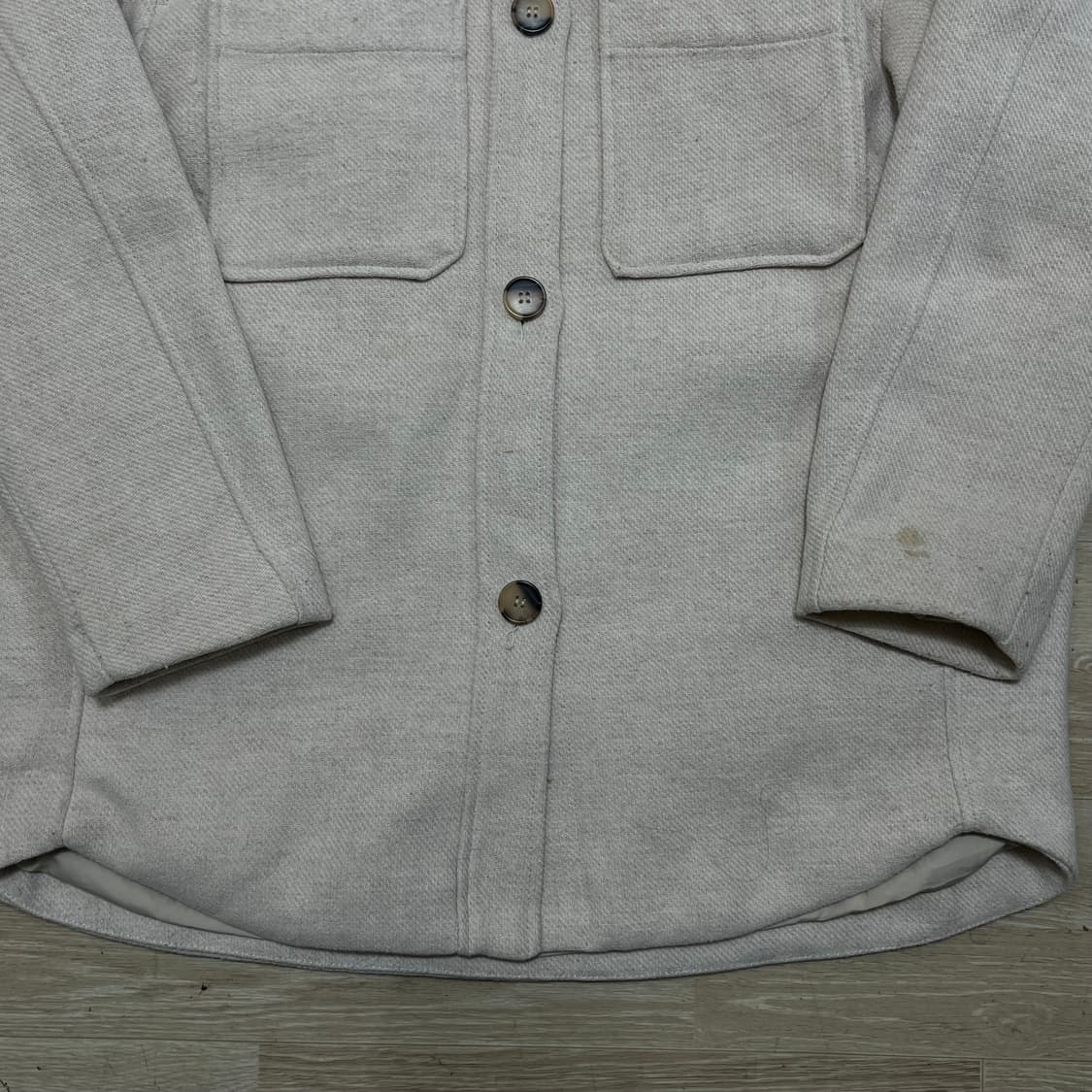 H&M 에이치앤엠 여성 오버핏 헤링본 셔켓 자켓 [오트밀] M/95 상품이미지3