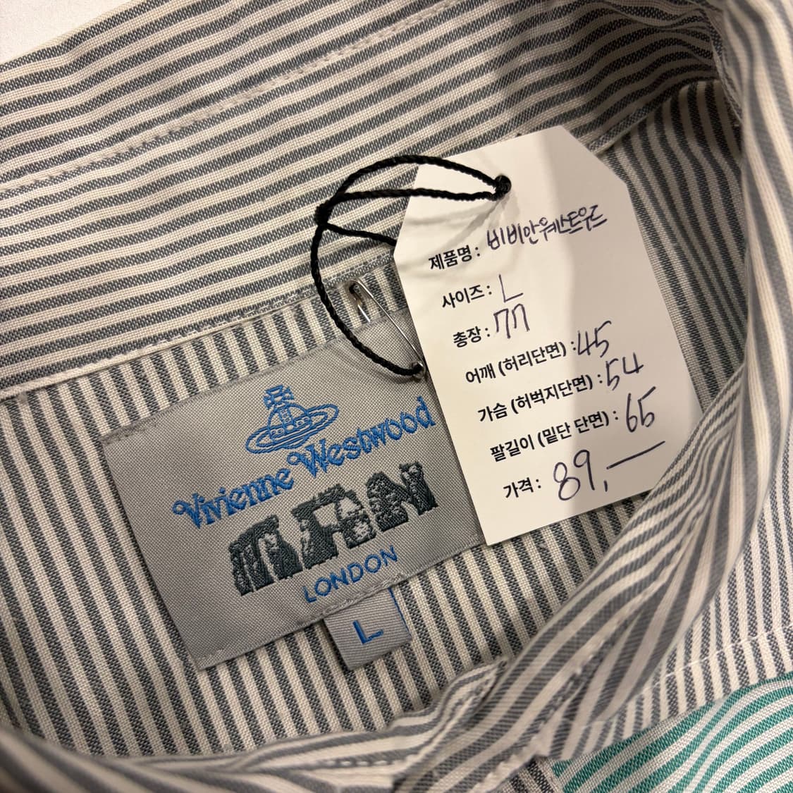 [L] 비비안웨스트우드 패치워크 스트라이프 셔츠 B423 상품이미지5