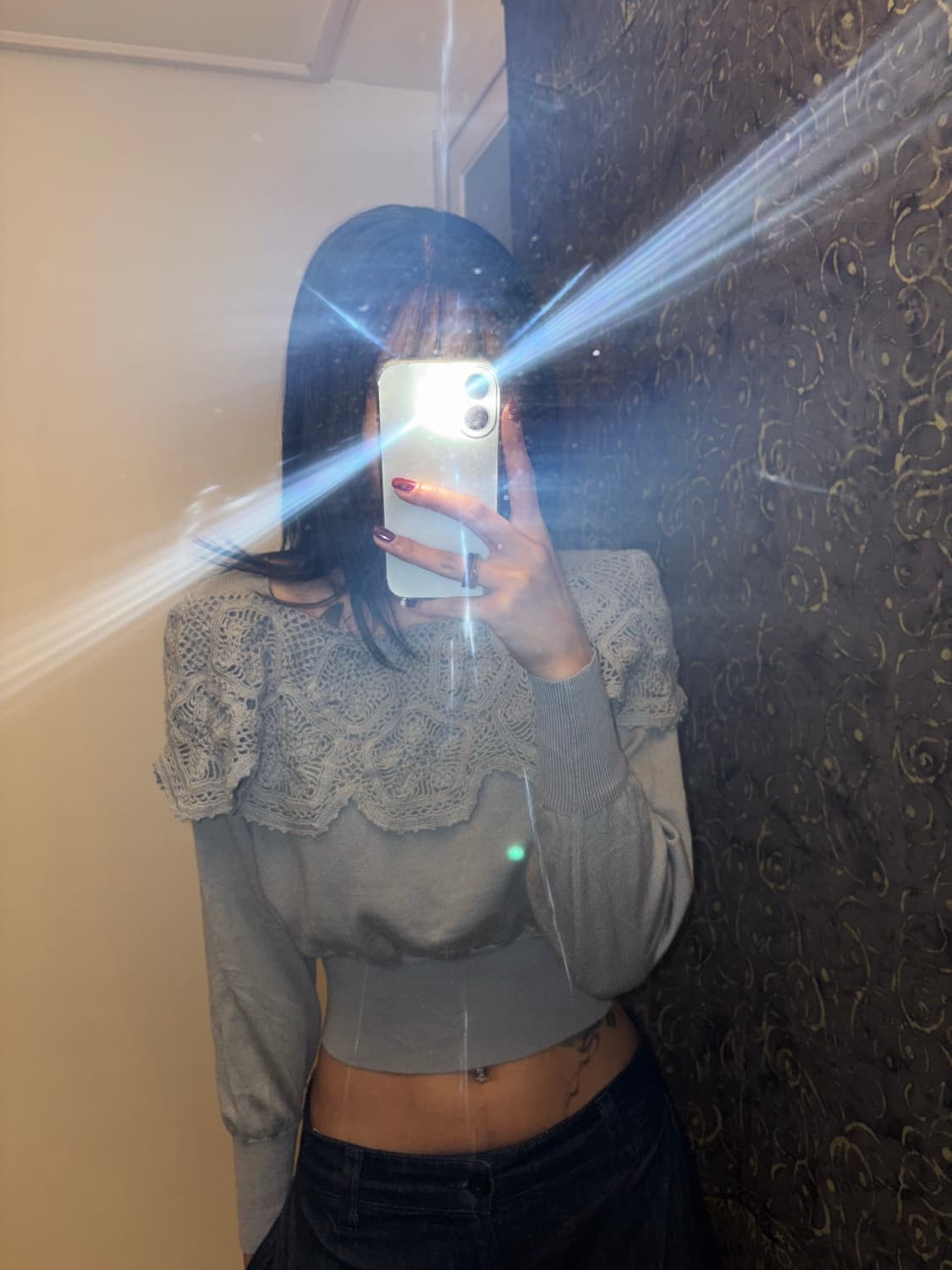 크롭 벌룬 모리 니트 상품이미지2